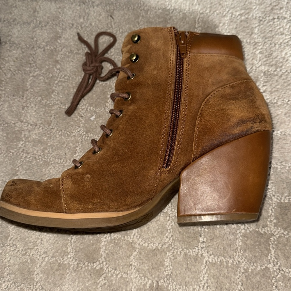 Kork Ease Women Elfa Brown Suede Lace-up Zip Ankle Boots size 8 - Picture 3 of 5